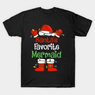 Santa's Favorite Mermaid Funny Christmas Pajamas T-Shirt